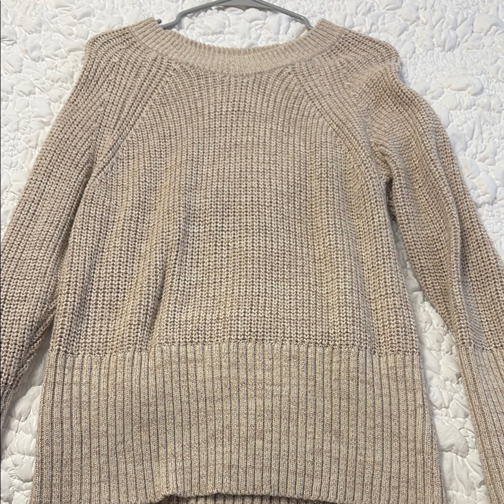 Universal Thread Tan Crew Neck Sweater with Ribbed Knit